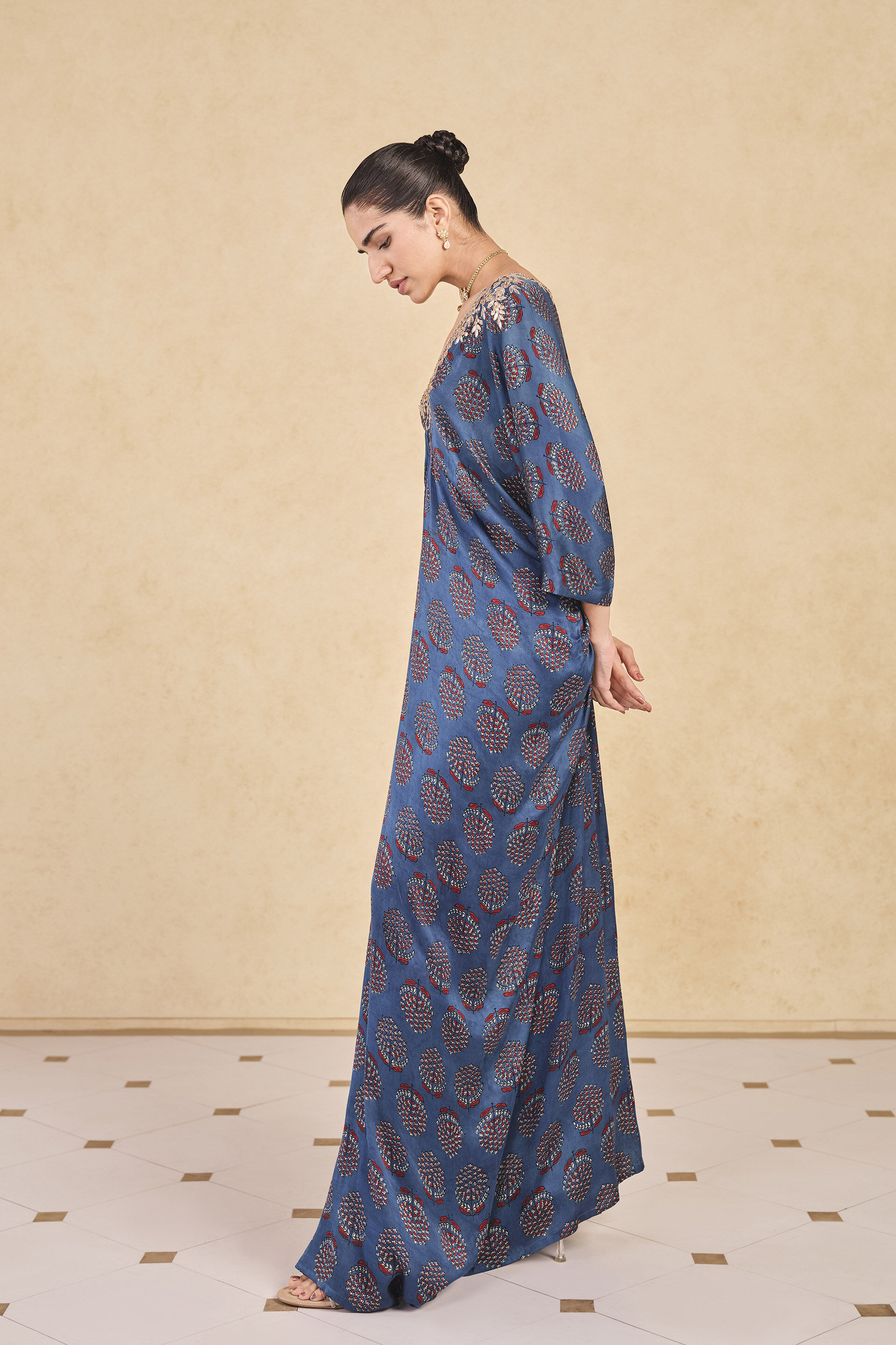 Drongo Printed Kaftan - Blue